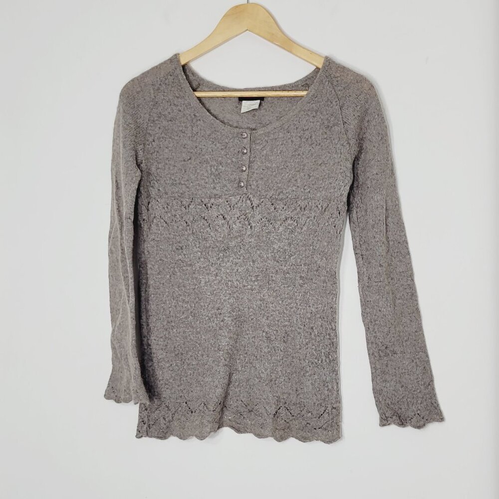 Lineamaglia Gray Brown Wool Alpaca Blend Lightweight Long-Sleeve Knit Italy Med